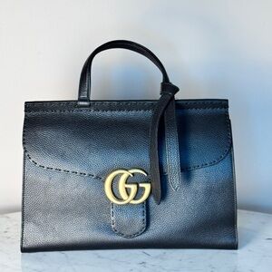 Gucci Black and Gold Satchel with Iconic Design